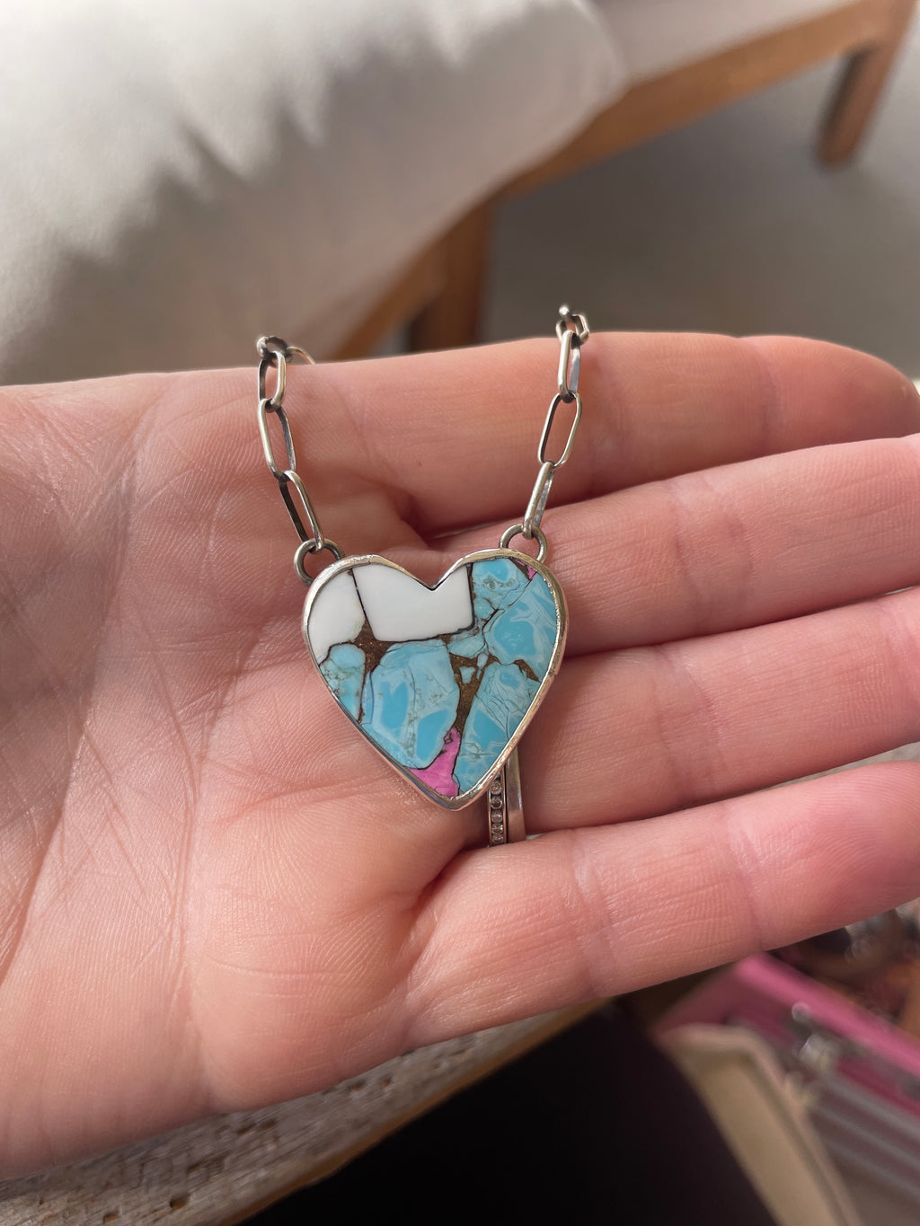 Cotton Candy Heart Necklace