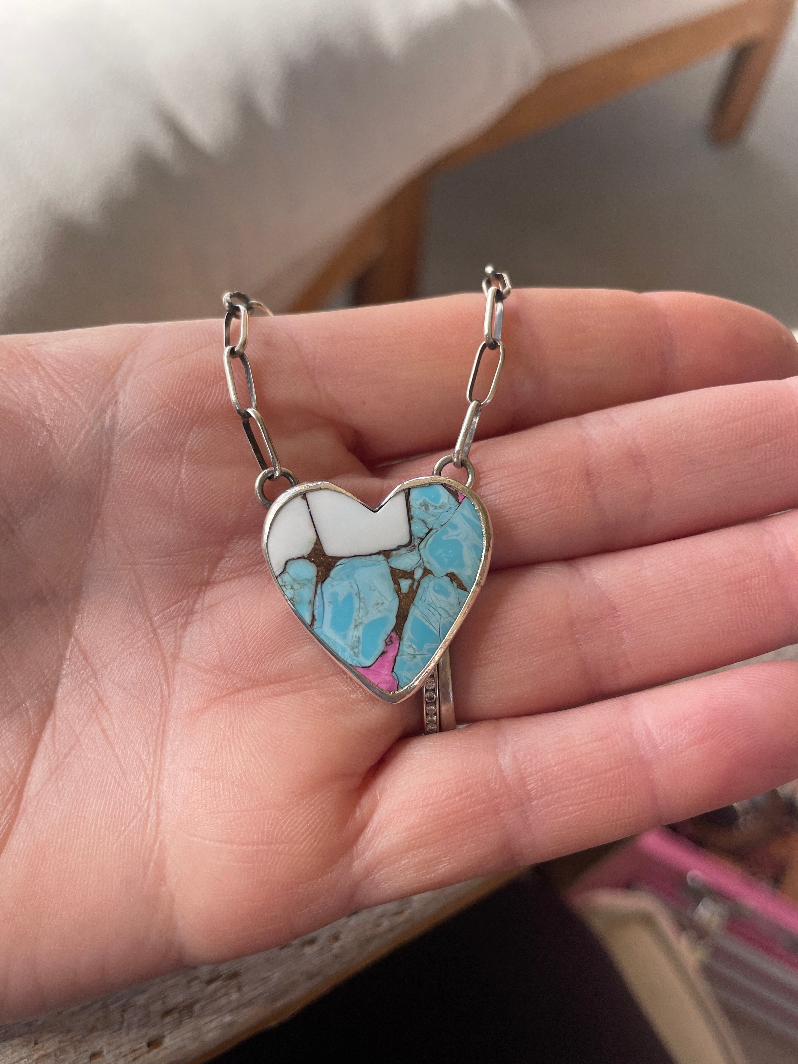 Cotton Candy Heart Necklace