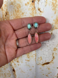 Pink Conch and Turquoise dangle earrings