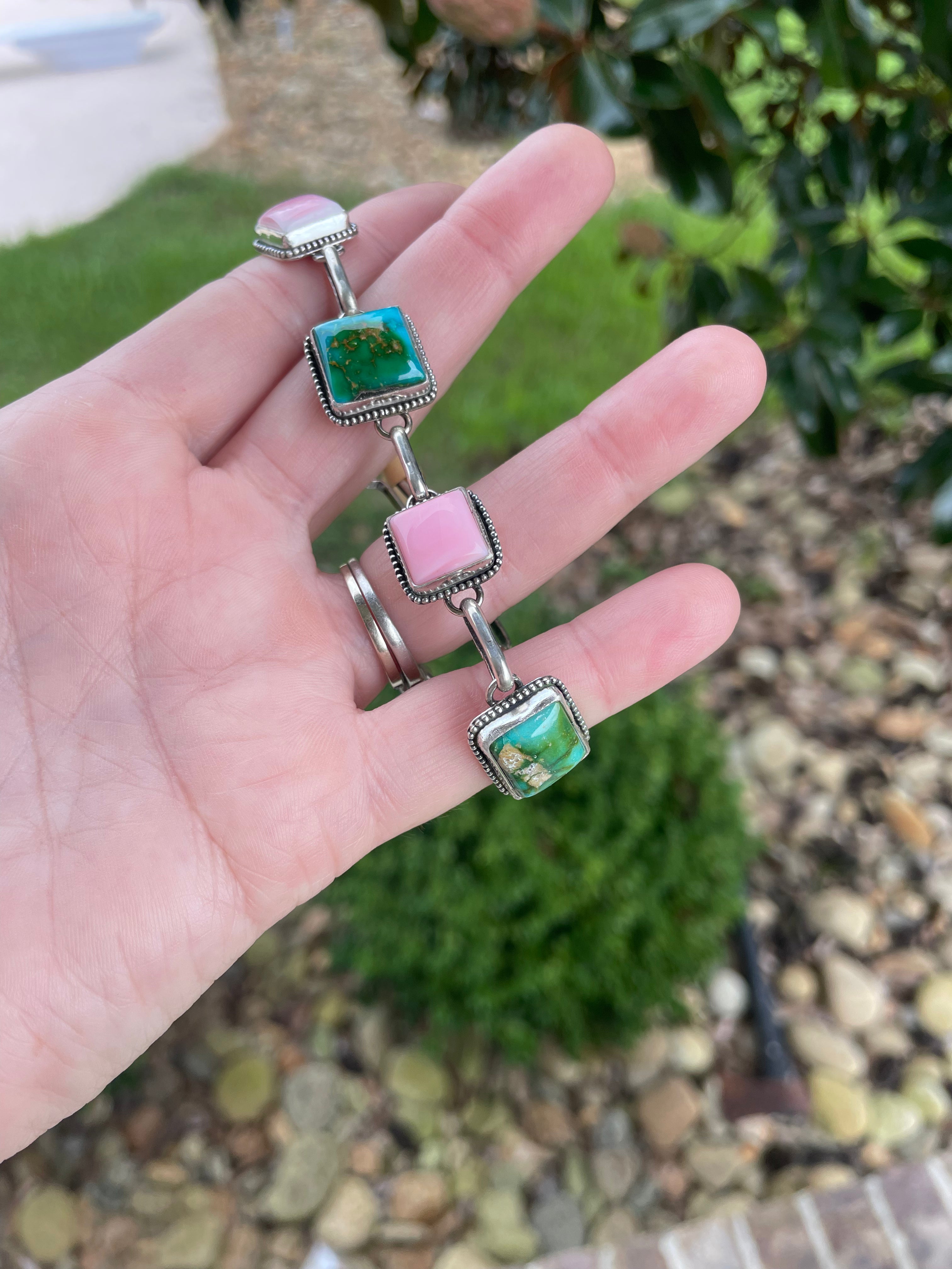 Sonoran and pink conch bracelet