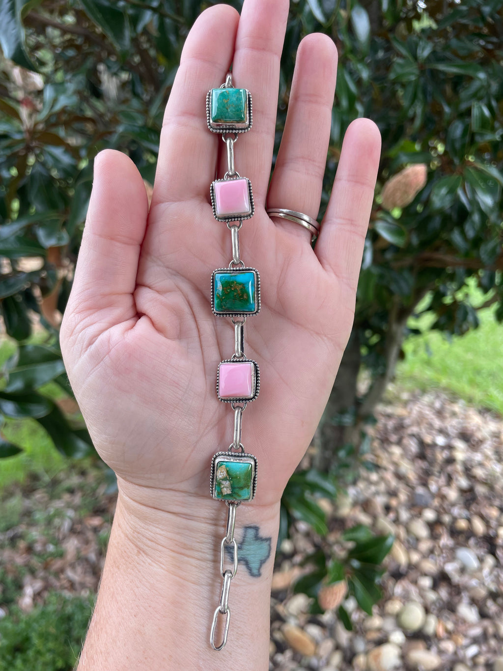 Sonoran and pink conch bracelet