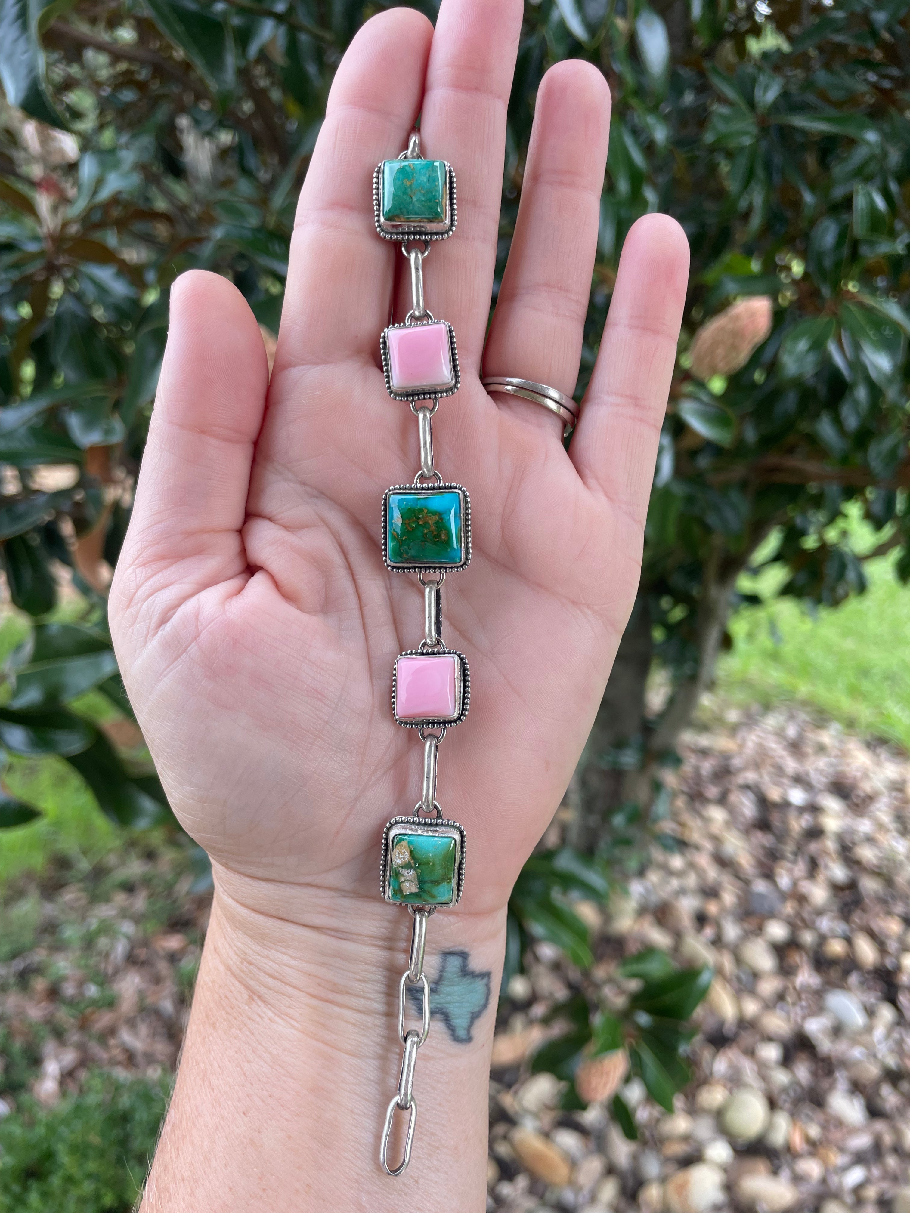Sonoran and pink conch bracelet