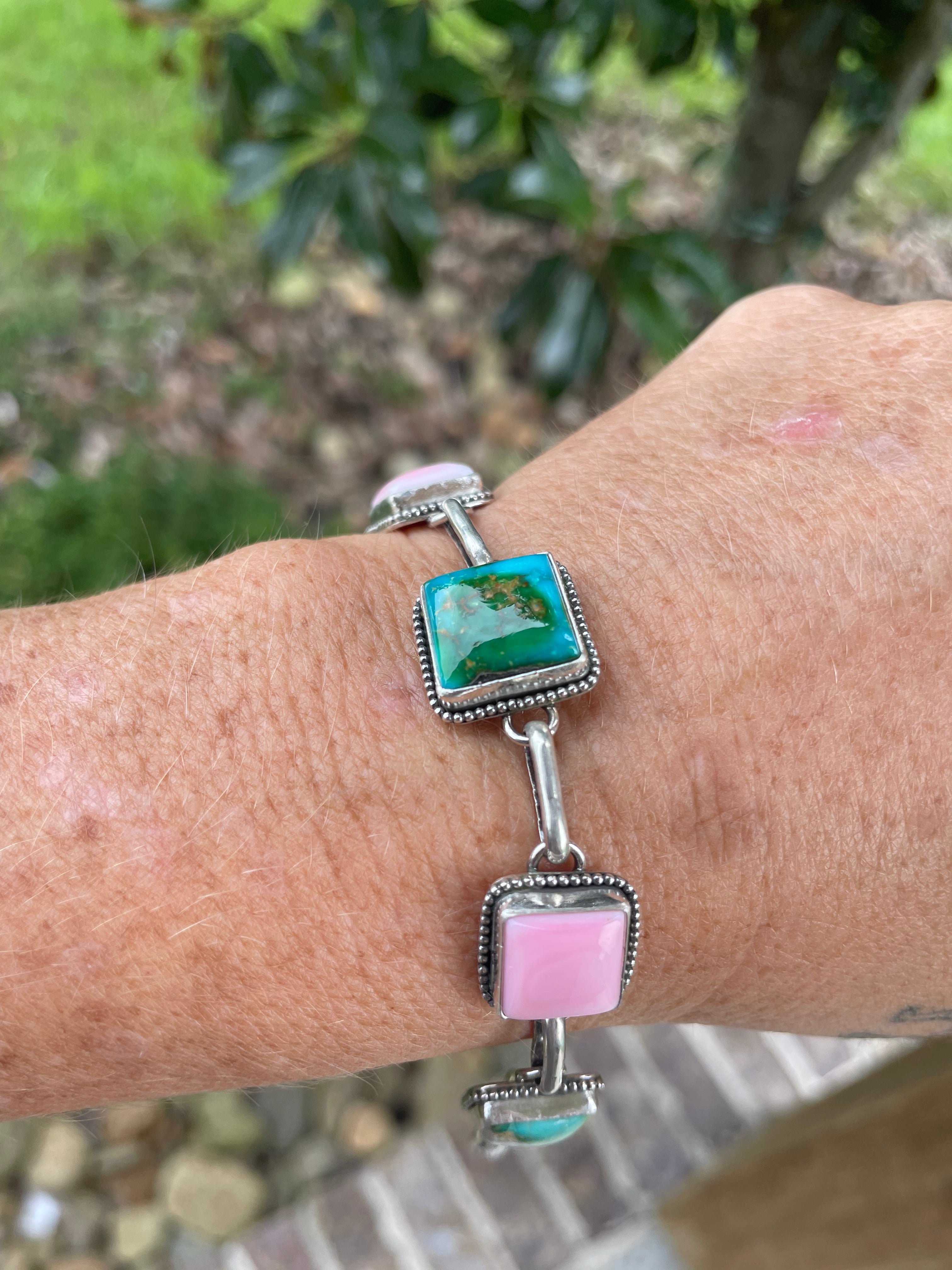 Sonoran and pink conch bracelet